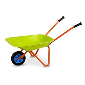 Siam Express Kids Metal Steel Tray Wheelbarrow Tote Garden Dirt Leaves Tools Yard Rover Carry Children Bricks Toys Soil Trolley Nature Gift 3+