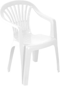 VTL® 2 X White Plastic Garden Chairs Low Back Seat Patio Partying Camping Stacking