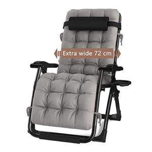 XUMOUDDIAN Folding chair Oversize Garden Rocking Chair Reclining With Cushions for Heavy People - Outdoor Patio Deck Folding Rocker Zero-Gravity Seat Support200kg armchair (Color : Gray) Happy