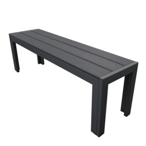 Trueshopping Malmo Outdoor Garden Bench with Aluminium Frame in Graphite - Durable Weatherproof Garden Furniture