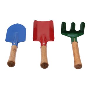 KKYKP Colorful Cultivating Plant Garden Tools Set Shovel Rake Loosening Soil Transplanter Kids Spade Manual with Wood Handle