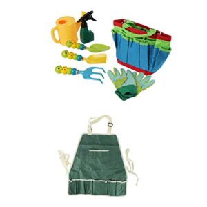 TOYANDONA 1 Set Kids Gardening Tool Set Garden Toys Watering Can Gardening Hand Rake Apron Gloves Pretend Play Toys Outdoor Indoor Toys for Boys Girls Gif