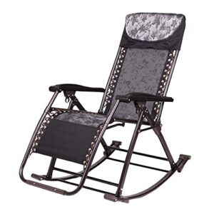 GAOZHEN Outdoor Rocking Chair Reclining Zero Gravity Patio Lounger Chair Folding Outdoor Garden Beach Lawn Camping Portable Chair Support 200kg (Color : Black)