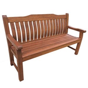 BrackenStyle Boston Wooden Garden Bench - 1 Piece Outdoor Seating – Durable Hardwood Furniture Ergonomic Backrest - 160cm Length