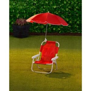 CrazyShop1 Kids Patio Furniture Chair Umbrella Children's Sun Lounger Seat Garden Parasol (Red)