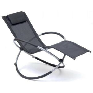 YIE Rocking Sun Lounger Foldable Garden Chair Outdoor Moon Rocker Zero Gravity Black