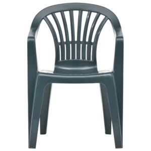VTL® 2 X Green Plastic Garden Chairs Low Back Seat Patio Partying Camping Stacking