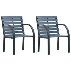 idaXL 2x Garden Chairs Outdoor Backyard Patio Seating Furniture Armchair Grey Wood