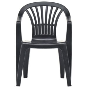 VTL® 2 X Dark Grey Plastic Garden Chairs Low Back Seat Patio Partying Camping Stacking