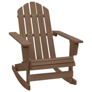 idaXL Garden Rocking Chair with Armrest Durable Rustic Backyard Outdoor Patio Porch Relaxing Rest Rocker Armchair Seating Wood Brow