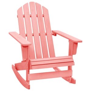 idaXL Solid Fir Wood Garden Adirondack Rocking Chair Outdoor Patio Seating Garden Armchair Seat Terrace Backyard Balcony Furniture Pink