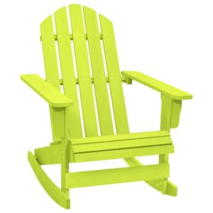 idaXL Solid Fir Wood Garden Adirondack Rocking Chair Outdoor Patio Seating Garden Armchair Seat Terrace Backyard Balcony Furniture Gree