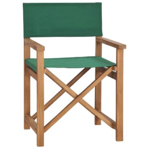 idaXL Solid Teak Wood Director's Chair Easy Storage and Transport Outdoor Home Garden Patio Folding Camping Seat Furniture Gree