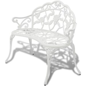 Garden Bench Outdoor Chair Park Seat Furniture White Cast Aluminium 2-Seate