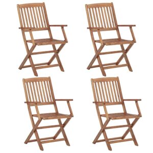 idaXL 4x Folding Outdoor Chairs Wooden Folding Dining Chair Outdoor Foldable Dinner Chair Outdoor Garden Beach Seat Solid Acacia Wood