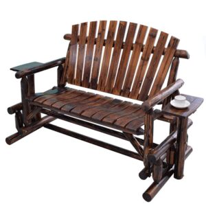 67in Outdoor Park Garden Bench Double Sliding Rocking Chair