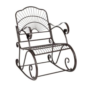 Old Outdoor Garden Single Iron Art Rocking Chair Suitable for Indoor Rest and Reading in Courtyard Gardens Paint Brush Gold