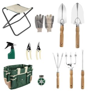 12Pieces Garden Tool Set Stainless Stell Gardening Tools Hand Plant Tool Gardening Gift Set for Men And Women Gardeners