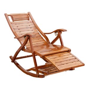HYE Garden Furniture Loungers 170° Adjustable Foldable Retractable Rocking Chair with Massage Footrest