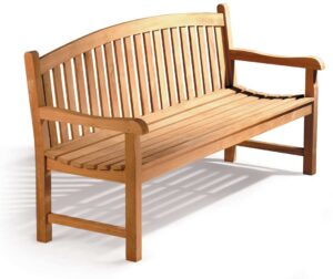 Gloucester Teak Curved Back 3 Seater Garden Bench - 5ft Garden Bench - Jati Brand