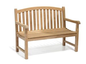 Gloucester Teak Curved Back 2 Seater Garden Bench 1.2m - 4ft Garden Bench - Jati Brand
