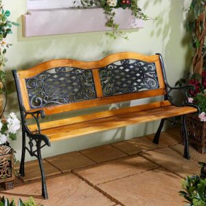 Wood & Resin Decorative Garden Bench L125cm