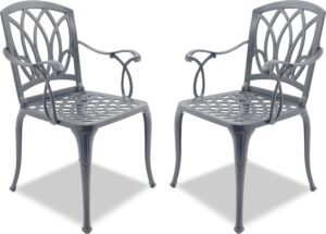 Centurion Supports Positano 2-Large Garden & Patio Chairs with Armrests in Cast Aluminium Black
