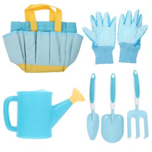 iplusmile Kids Gardening Tools 6pcs Tools Tote Bag Watering Can Trowel Rake Mitten Kids Garden Tools Outdoor Beach Toys for Boys Girls Educational Toys