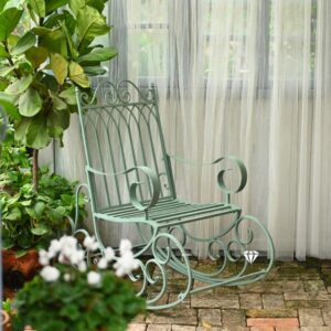 zenggp Porch Rocker Rocking Chair Sturdy Metal Arm Chair Outdoor Garden Furniture Rocking Seat Vintage Style