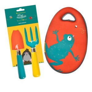 Burgon & Ball National Trust Kids Gardening - Kneeler (Red) & Fork & Trowel Tool Kit Se