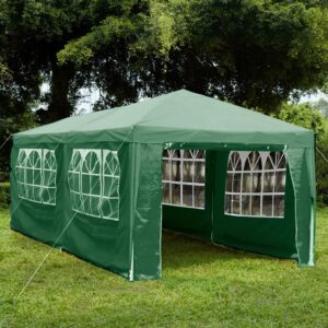 Garden Vida Gazebo with Side Panels 3x6m Marquee Zip Up Party Tent Outdoor Garden Canopy Water-Resistant with Wind Bars