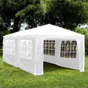 Home Discount Garden Vida Gazebo with Side Panels 3x6m Marquee Zip Up Party Tent Outdoor Garden Canopy Water-Resistant with Wind Bars