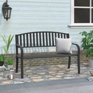 FUKEA Garden Bench 3 Seater Metal Outdoor Bench Cast Iron Garden Seating for Park