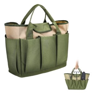 Upkey Garden Tool Bag Organizer Gardening Tool Storage Bag with 8 Pockets 600D Oxford Garden Tool Holder Tote Bag Heavy Duty for Tool Set Kit Indoor & Outdoor
