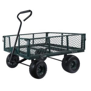 MOUNTALL Utility Steel Garden Cart Trolley 350kg Heavy Duty Black Mesh Gardeners Wagon