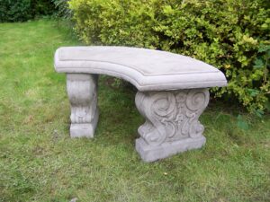 ONEFOLD - LARGE CURVED GARDEN BENCH Hand Cast Stone Garden Ornament Concrete