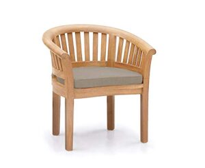 Jati Apollo Banana Teak Garden Chair with Cushion (Taupe) - Grade-A Teak | Curved Top-Rail | Delivered Ready-Assembled