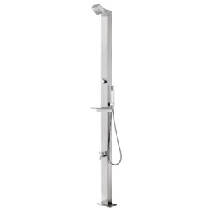 idaXL Garden Shower Faucet Stands Outdoor Bath Shower System Tower Outdoor Garden Bath Accessory Outdoor Garden Patio Stainless Steel