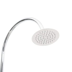 Cikonielf Wooden Garden Shower 75 x 75 x 221 cm Multifunctional Tower Shower Nozzle Swivel Water Pressure Adjustable White