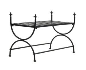 Small Garden Bench Antique Black Vintage Industrial Gothic Style Outdoor Furniture Metal Window Seat Patio Chair Porch Yard Lawn Seate