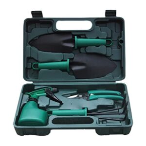 Garden Tools Set Heavy Duty Hand Planting Kit Mini Shovel Rake Pruner with Case 5PCS