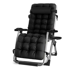 CHAIRCYDZ Folding chair Oversize Patio Lounger Lawn Chairs Sloping chair and Cushions for Heavy People Zero Gravity Outdoor Garden Beach Deck Sun Support200kg armchair (Color : Dark gray)