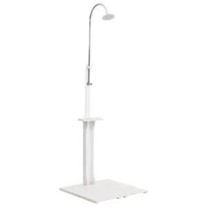 GOTOTOP Wooden Garden Shower 75 x 75 x 221 cm Outdoor Shower Garden Swimming Pool Nozzle Swivel Water Pressure Adjustable White