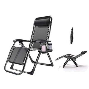 GAOZHEN Sun loungers recliners Zero gravity Patio Deck Chair Reclining garden Chair Outdoor folding portable rocking chair Supports 200kg (Color : Black)