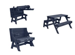 GARDEN HARDWOOD CONVERTIBLE FOLDING PICNIC TABLE BENCH 2 IN 1 MADE FROM EUCALYPTUS WOOD
