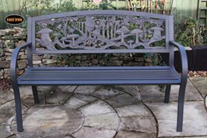 Leisure Traders Steel Framed Cast Iron Garden Bench with Fairy