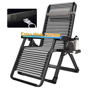 GAOZHEN Folding chair Oversize Garden Rocking Chair Reclining With Cushions for Heavy People-Outdoor Patio Deck Folding Rocker Zero-Gravity Seat Support200kg armchair (Color : Black withou