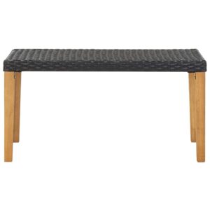 Garden Bench 120 cm Black Poly Rattan and Solid Acacia Wood