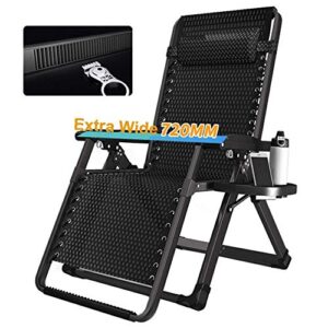 GAOZHEN Folding chair Oversize Garden Rocking Chair Reclining With Cushions for Heavy People-Outdoor Patio Deck Folding Rocker Zero-Gravity Seat Support200kg armchair (Color : Black withou