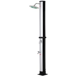 Monzana Solar Shower Swimming Pool 35L Garden Camping Black Silver Rain Head Heated Poolside Freestanding Outdoor Spa Backyard